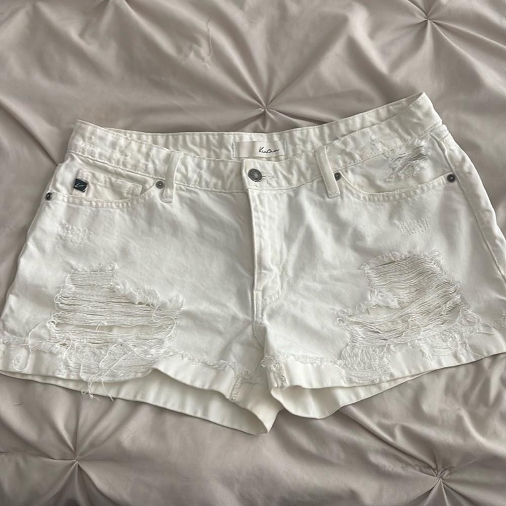 White Distressed Denim Shorts